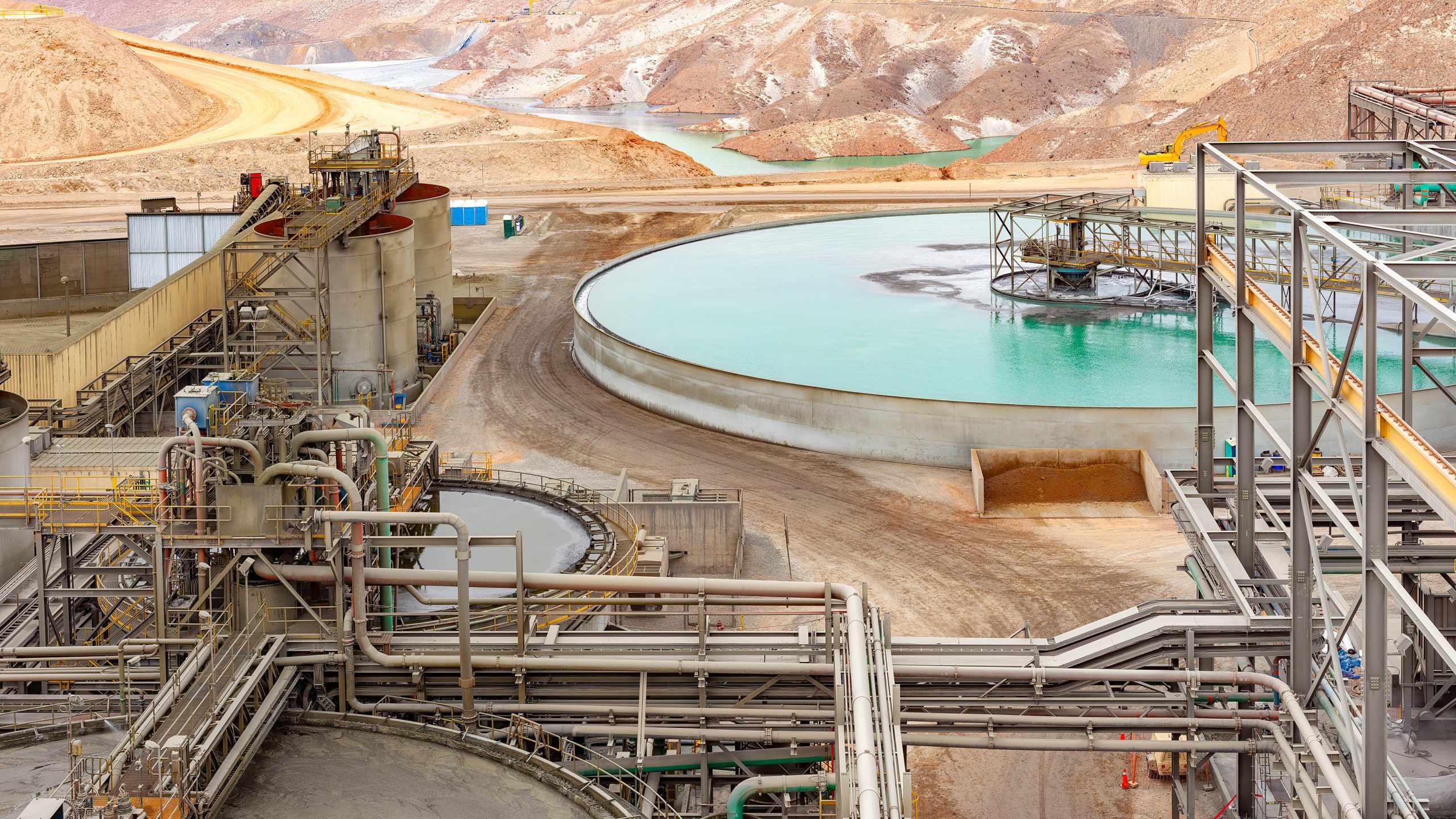 The water treatment facility at a copper mine and processing pla